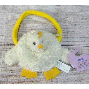 Lucky Star Plush Mini Chicken Change Coin Purse Soft White Yellow 5.5" New